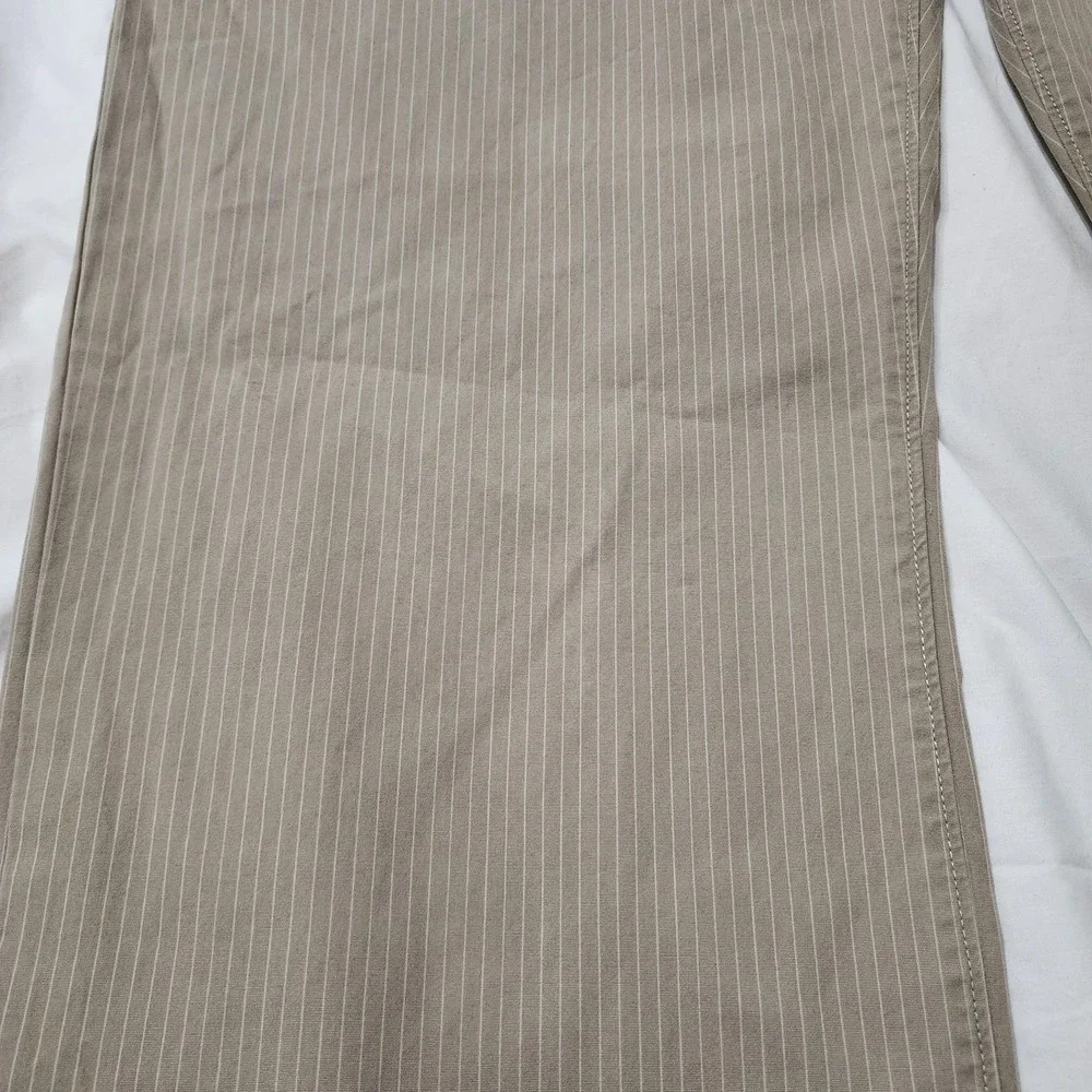 JCrew‎ Pants 36x34 Tan White Pinstripe Cotton Preppy Chino Classic Trendy